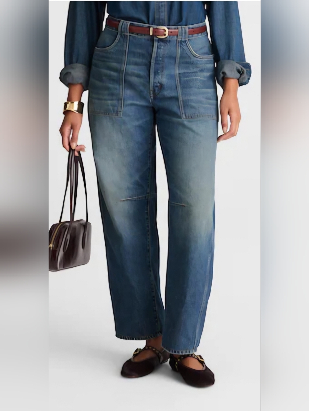 NWT Madewell Curvy Darted Barrel Leg Jeans Irmo Wash ◇ Rigid Size 28
